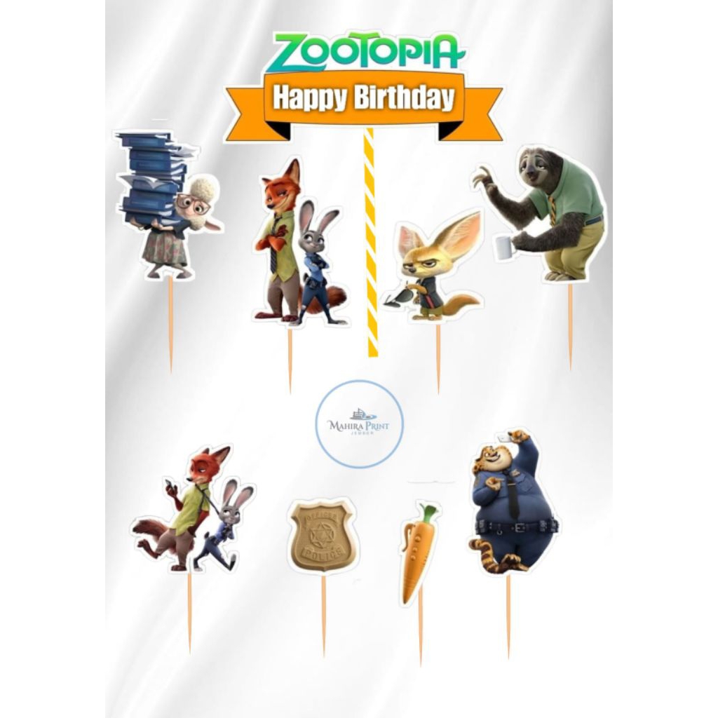 TOPPER CAKE ZOOTOPIA - TOPPER HIASAN KUE ULANG TAHUN/TOPPER CAKE SNACK JUMBO FULL A4