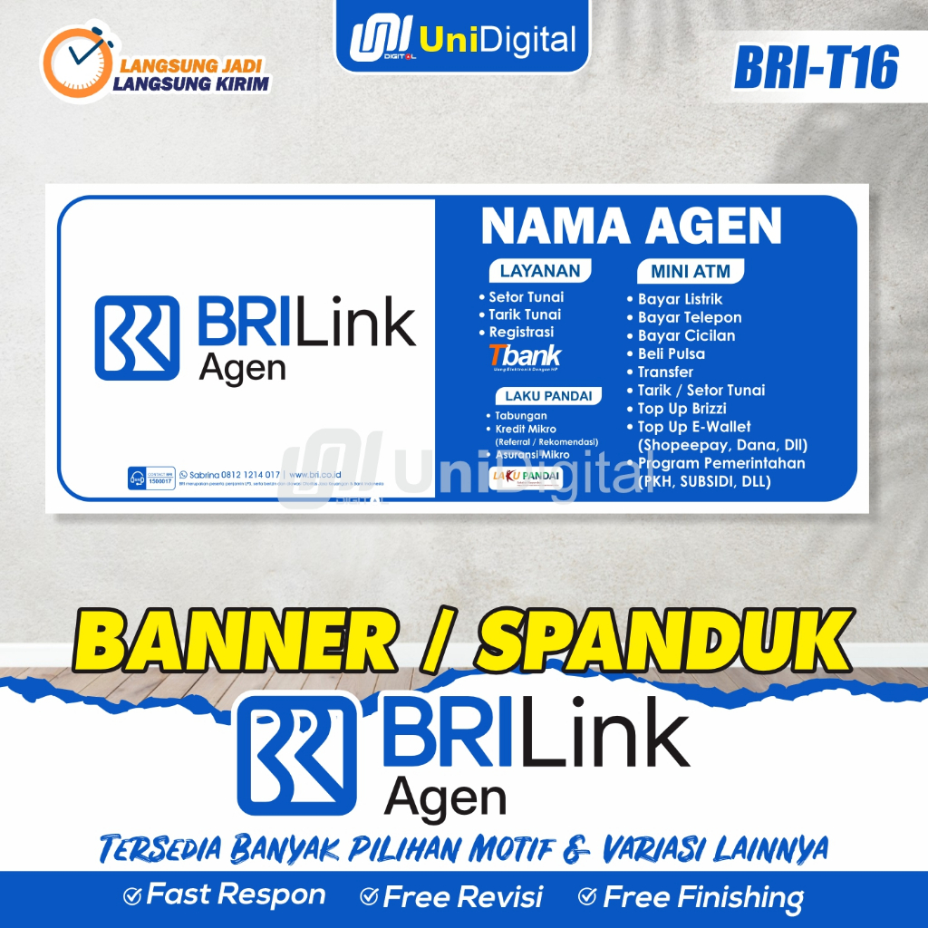 Banner / Spanduk Teras BRILink Agen Design Terbaru  Bisa Custom Ukuran BRI-T16