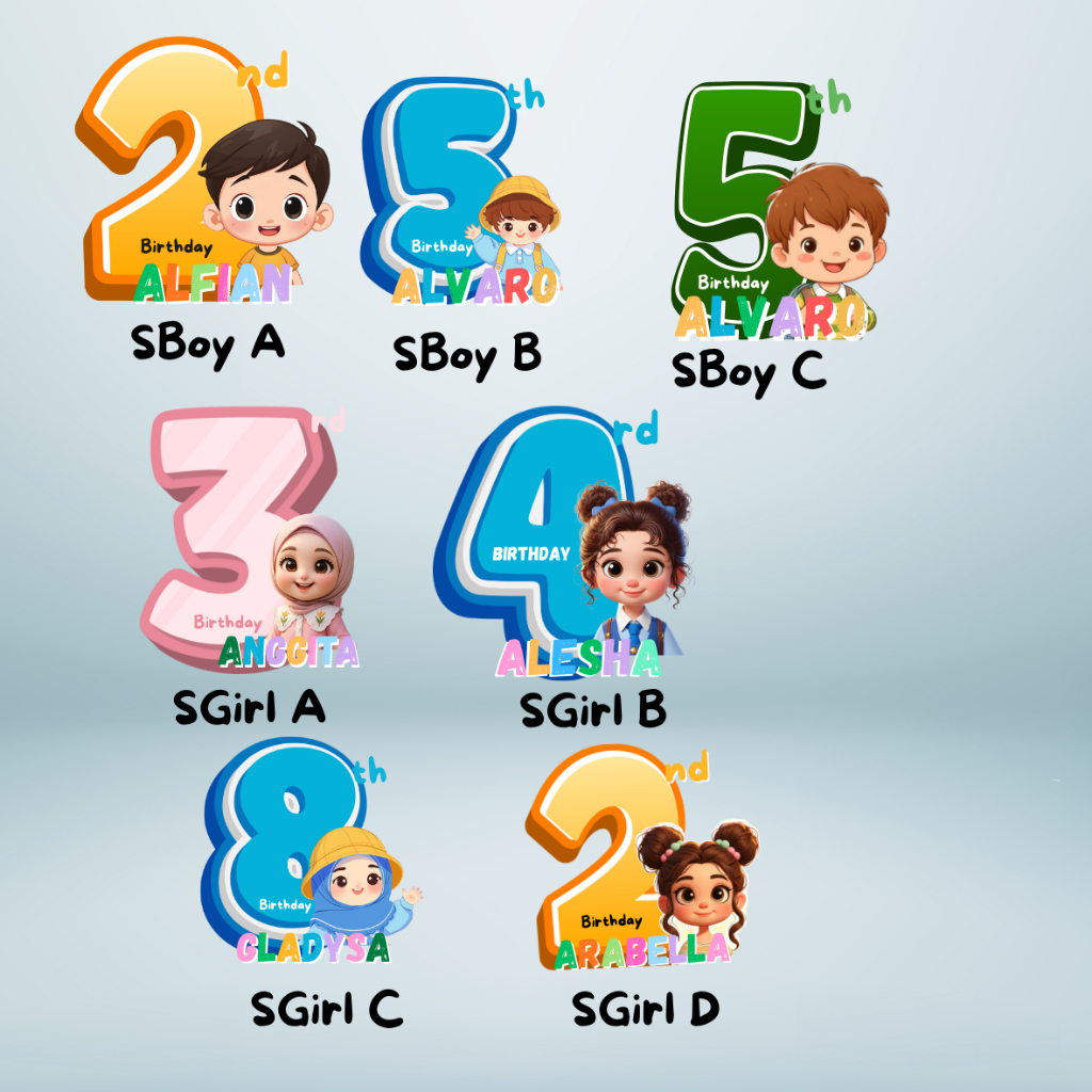 ( 20 pcs) Hang tag Ulang Tahun Anak/ Hang tag Bento Birthday Sticker Anak souvenir/ Hang tag Bento M