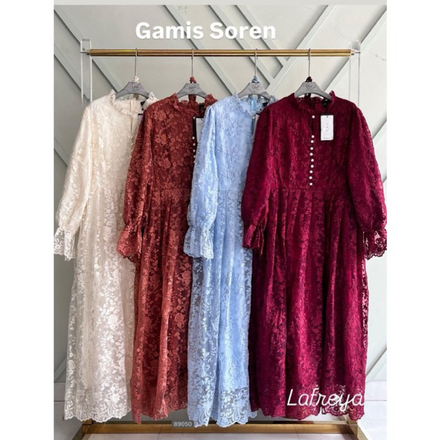 gamis soren, gamis bangkok, gamis putih, white maxi, dress katun bordir, gamis eyelet, gamis import 