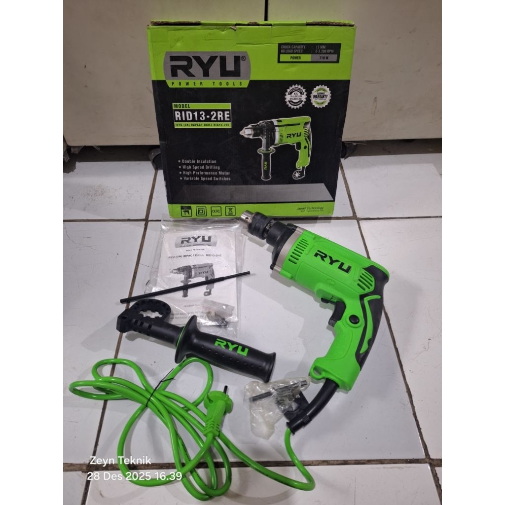 Mesin Bor Impact Drill 13mm Ryu RID13-2RE/ Mesin Bor Beton 13mm