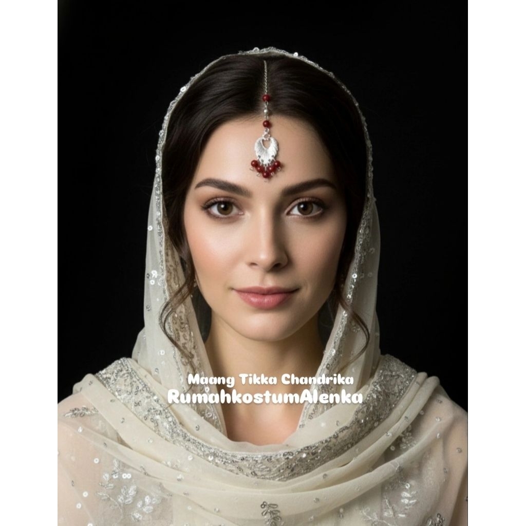 Maang Tikka Chandrika Hiasan Kening India Silver Tikha India Bhindi