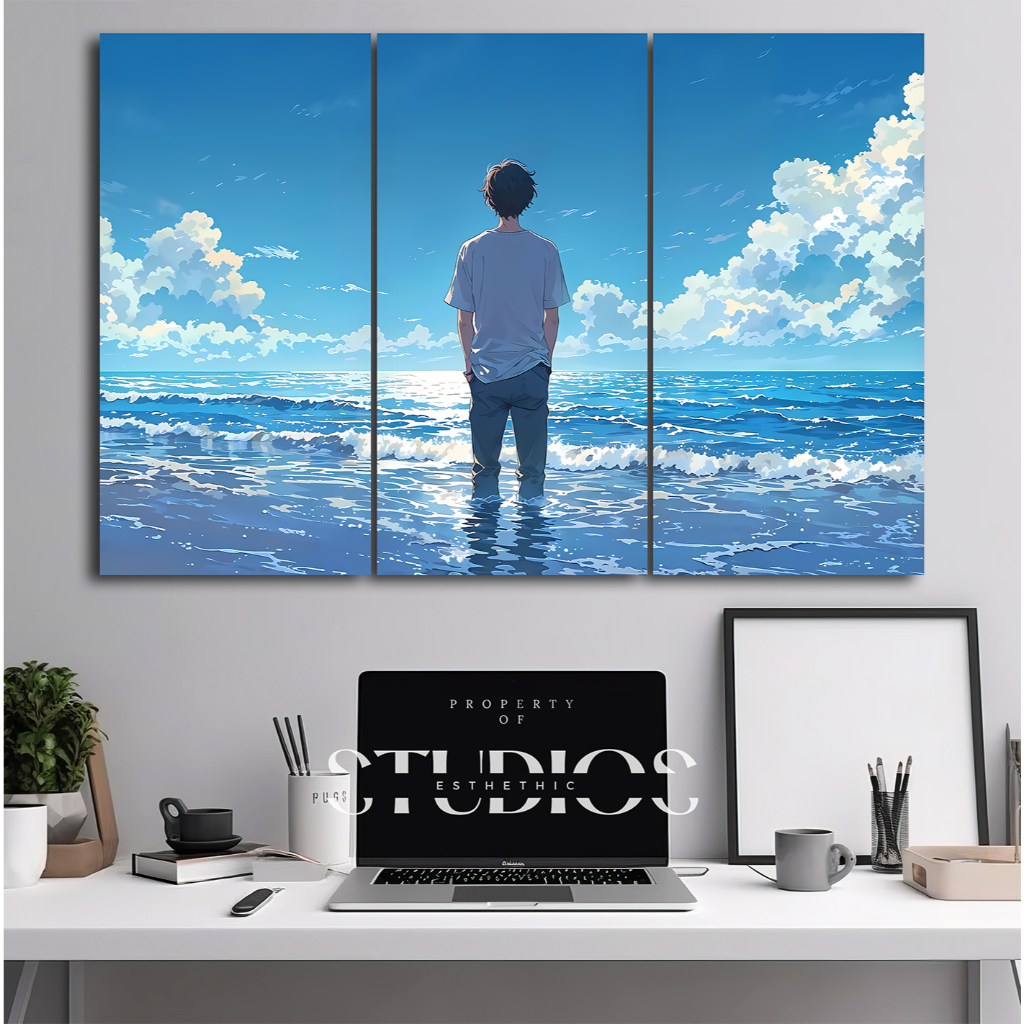#BIGART65 Wall decor anime pemandangan pria laki anak pantai cowok langit awan dekor dekorasi pajang