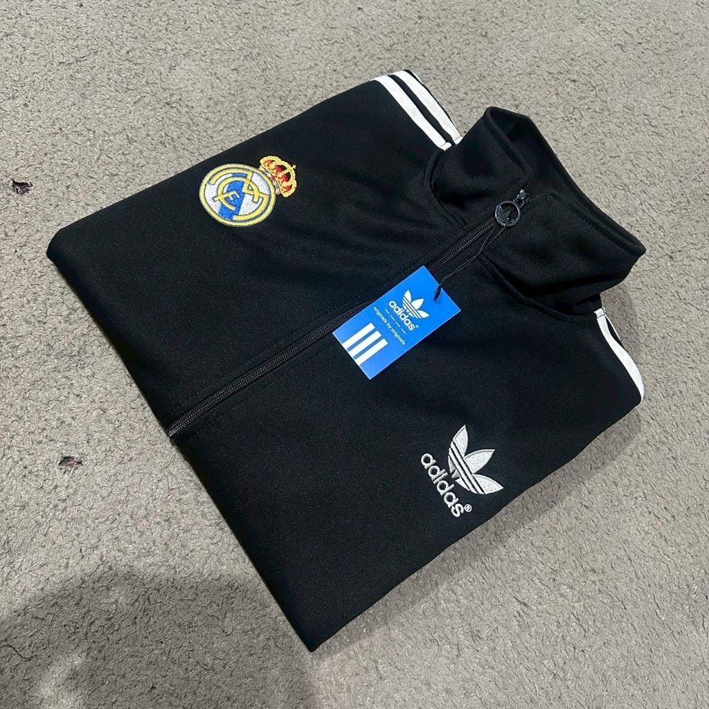 JAKET TRACKTOP ADIDAS X REAL MADRID WARNA HITAM PEKAT