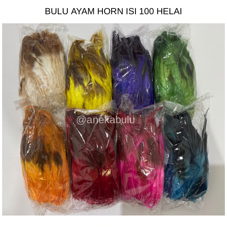 Bulu Ayam Horn Bijian isi 100 helai digunakan untuk Aksesoris Mahkota Hiasan Kepala Bando Adat Dayak