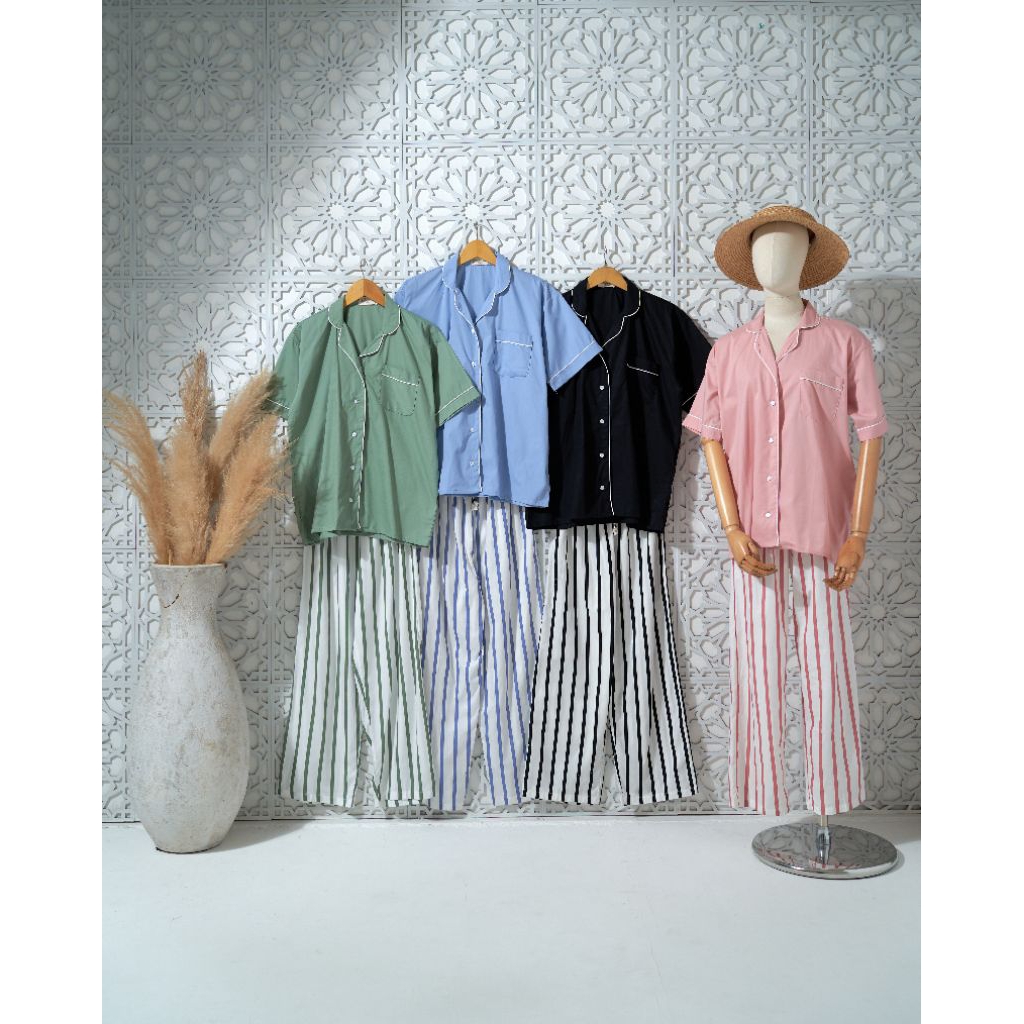 Piyama Wanita Alesha / Setelan Baju Tidur Wanita Dewasa Tangan Pendek