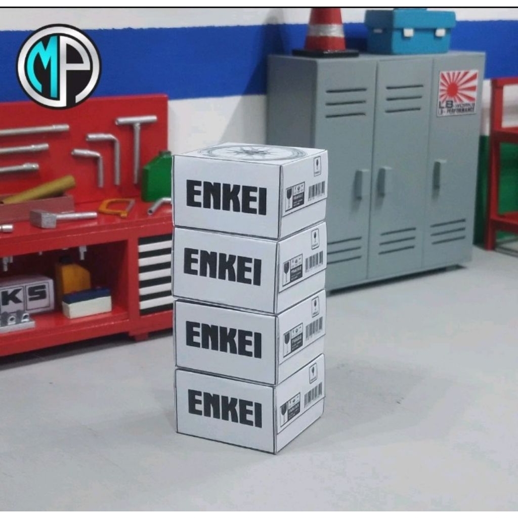 Kardus Velg "ENKEI" tempat velg Diecast skala 1/24 (1set) aksesoris diorama