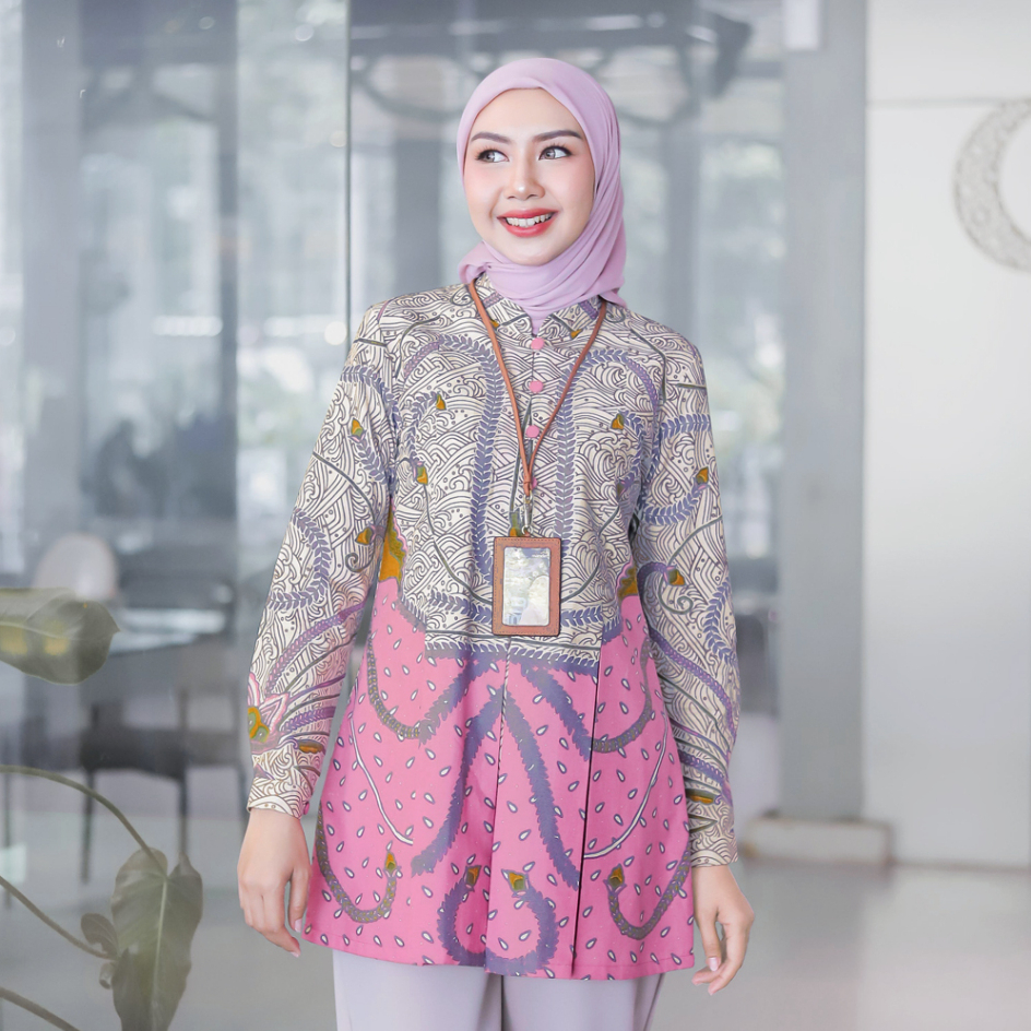 DEVINA Tunik Batik Wanita Modern Batik Kerja Kantor Wanita