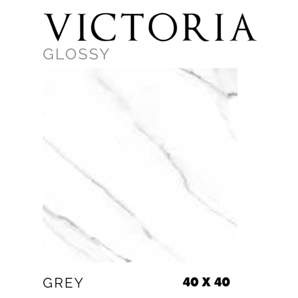 Keramik Merk Asia Tile Victoria Grey ukuran 40x40 cm tekstur Glossy
