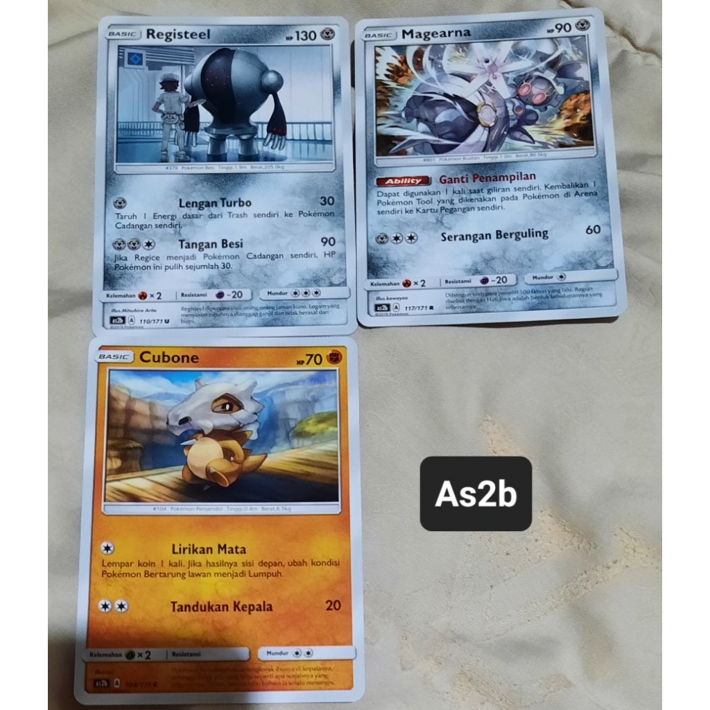 Kartu Pokemon Cubone, Registeel, Magearna As2b bahasa indo tcg