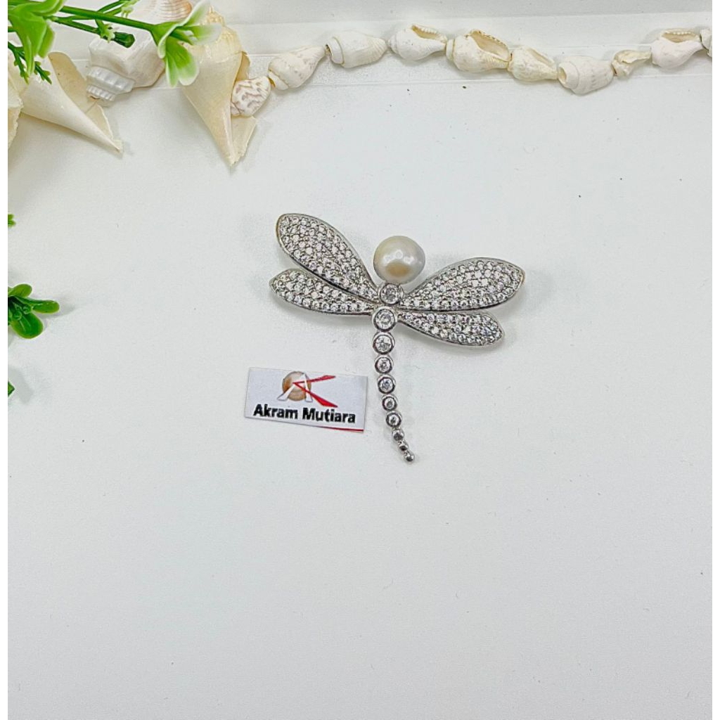 Bros hijab rhodium Mutiara air laut /bros Mutiara air laut lombok/bros hijab elegant