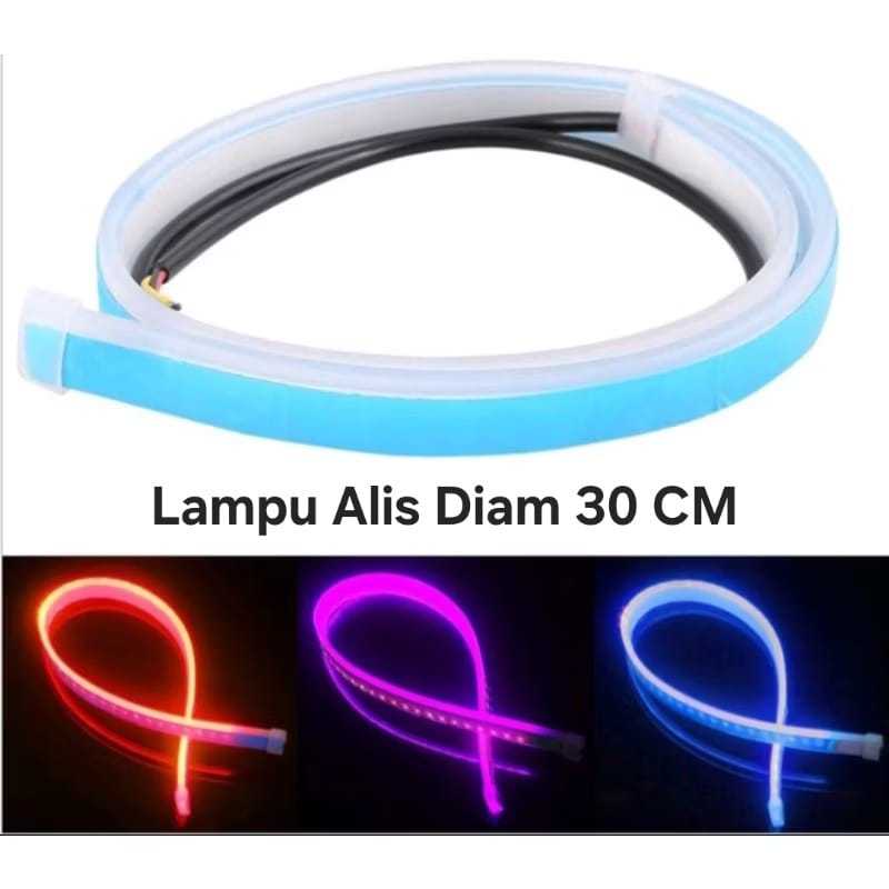 Lampu Alis LED Motor Mobil 30cm Fleksibel DRL Daylight Universal Waterproof Warna Putih Biru Merah