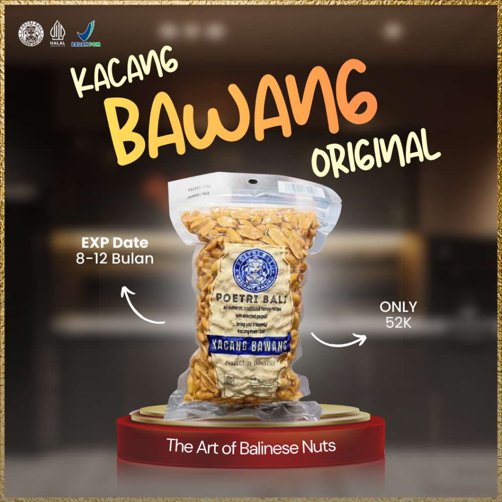 Poetri Bali - Kacang Bawang 450 gram - Makanan Ringan Khas Bali Gurih