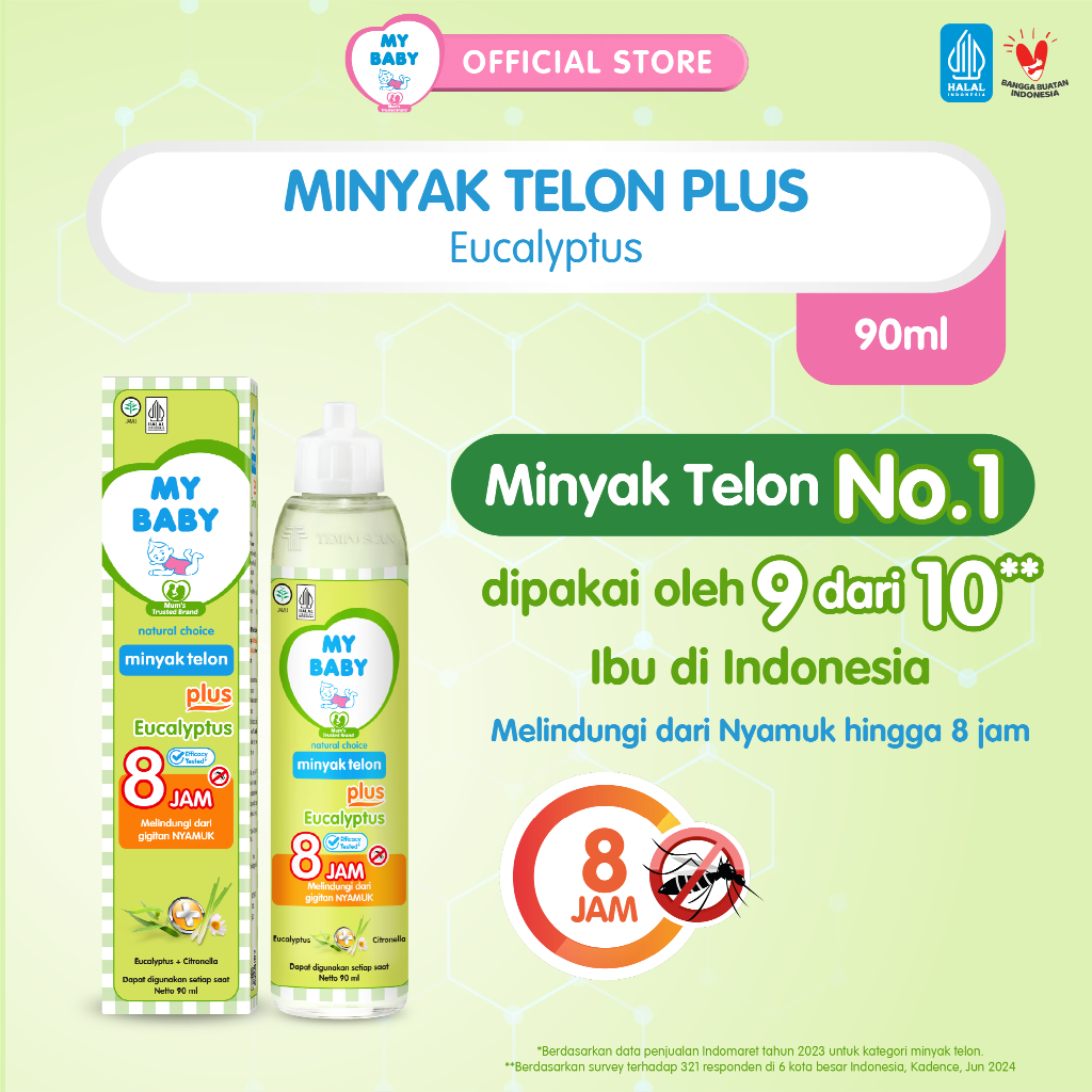 MY BABY Minyak Telon Plus 90 mL - Minyak Anti Nyamuk 8 Jam - Exp: 07.2027