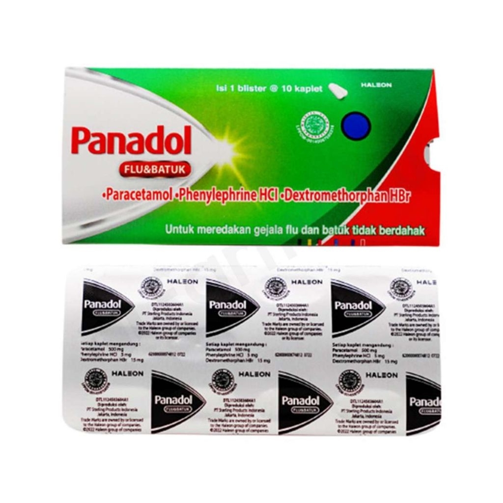 OBAT FLU DAN BATUK / OBAT FLU / PANADOL COLD DAN FLU TABLET 1 STRIP HIJAU