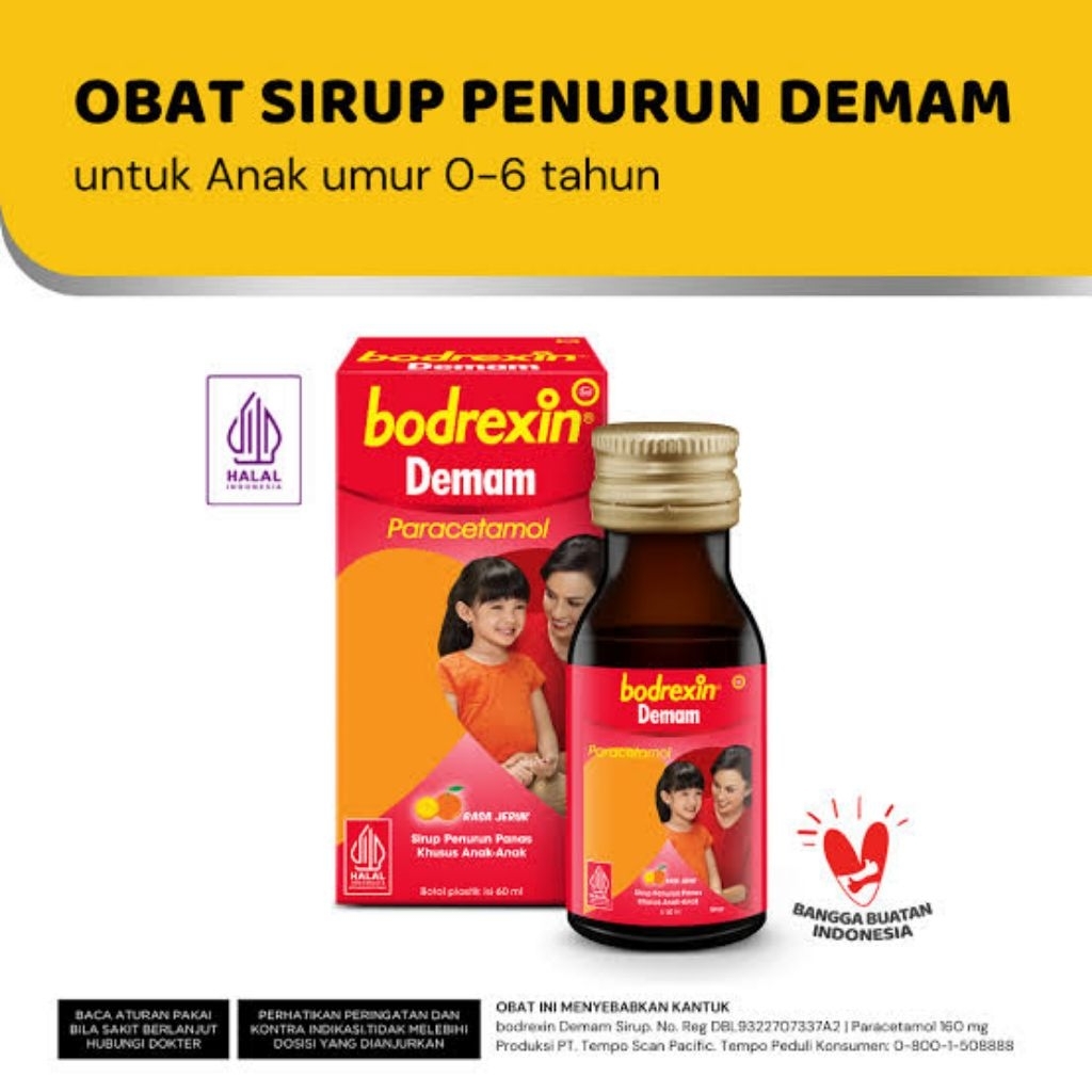 OBAT PENURUN DEMAM ANAK / SIRUP PENURUN PANAS / BODREXIN SIRUP ANAK 60ml