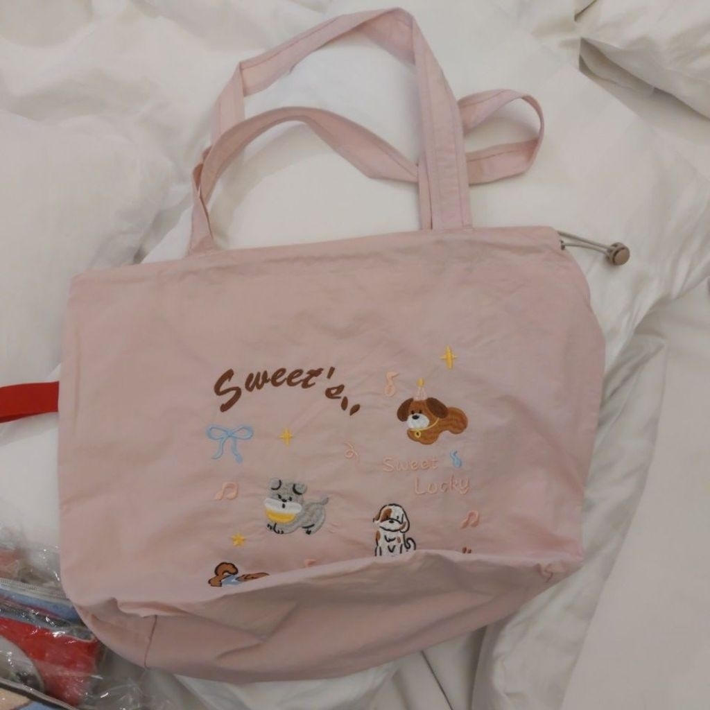 Tas bahu Bangkok bagian atas serut dengan furing canvas