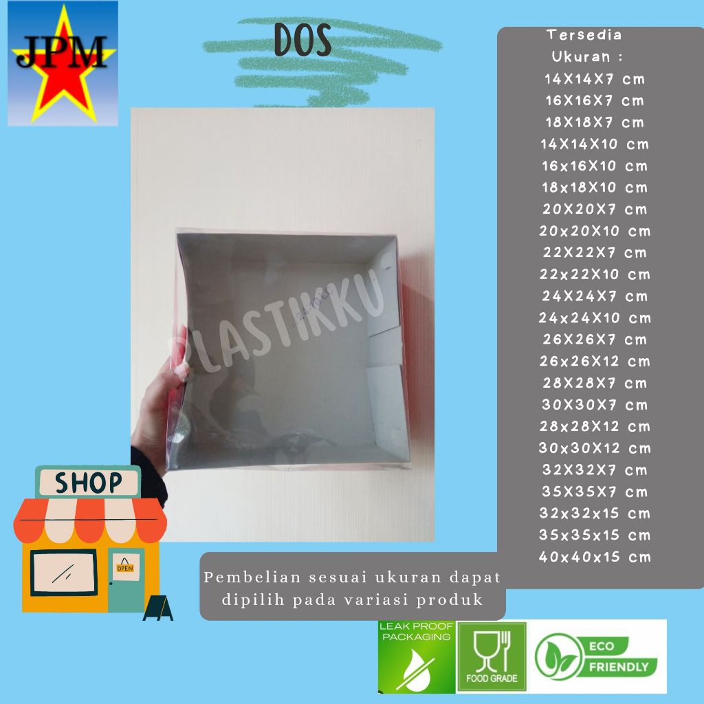 DOS Tart Tutup Mika / Box Kue Tart Tutup Mika / Kotak Kue Tart Tutup Mika / Box Hantaran / Kotak Han