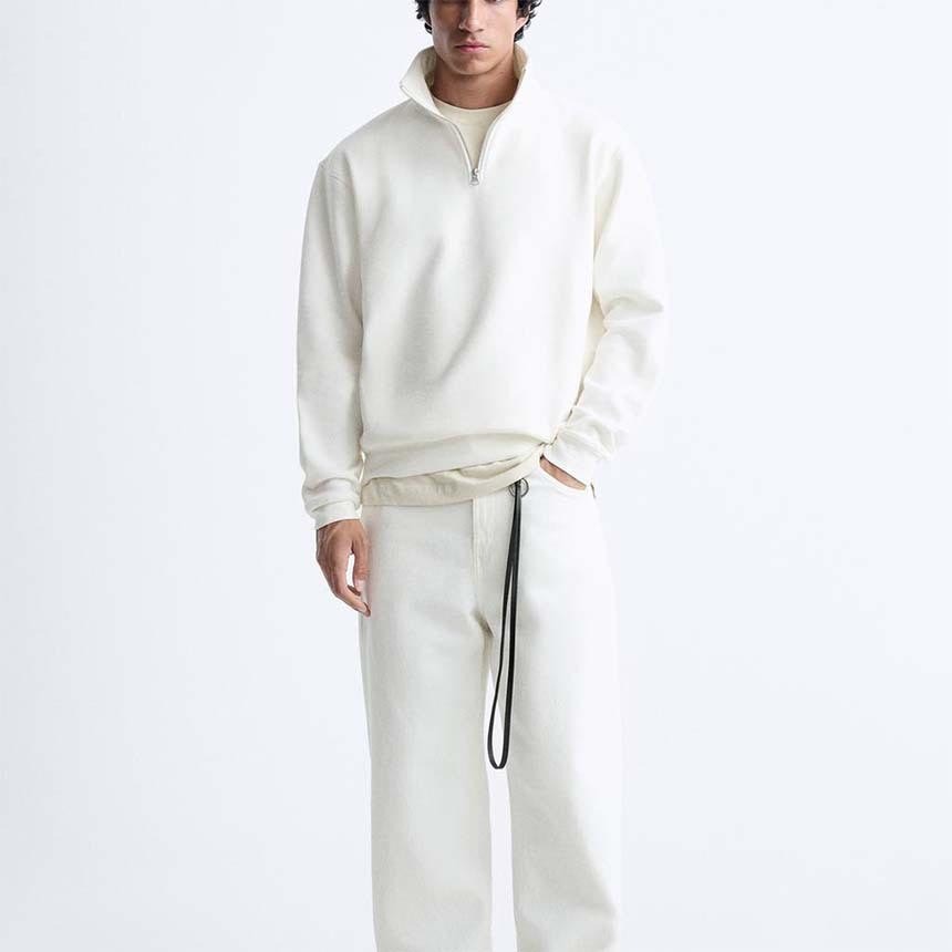 SWEATER HALF ZIP OVERSIZE KERAH TINGGI S-6XL.SWEATER HALF ZIP PUTIH