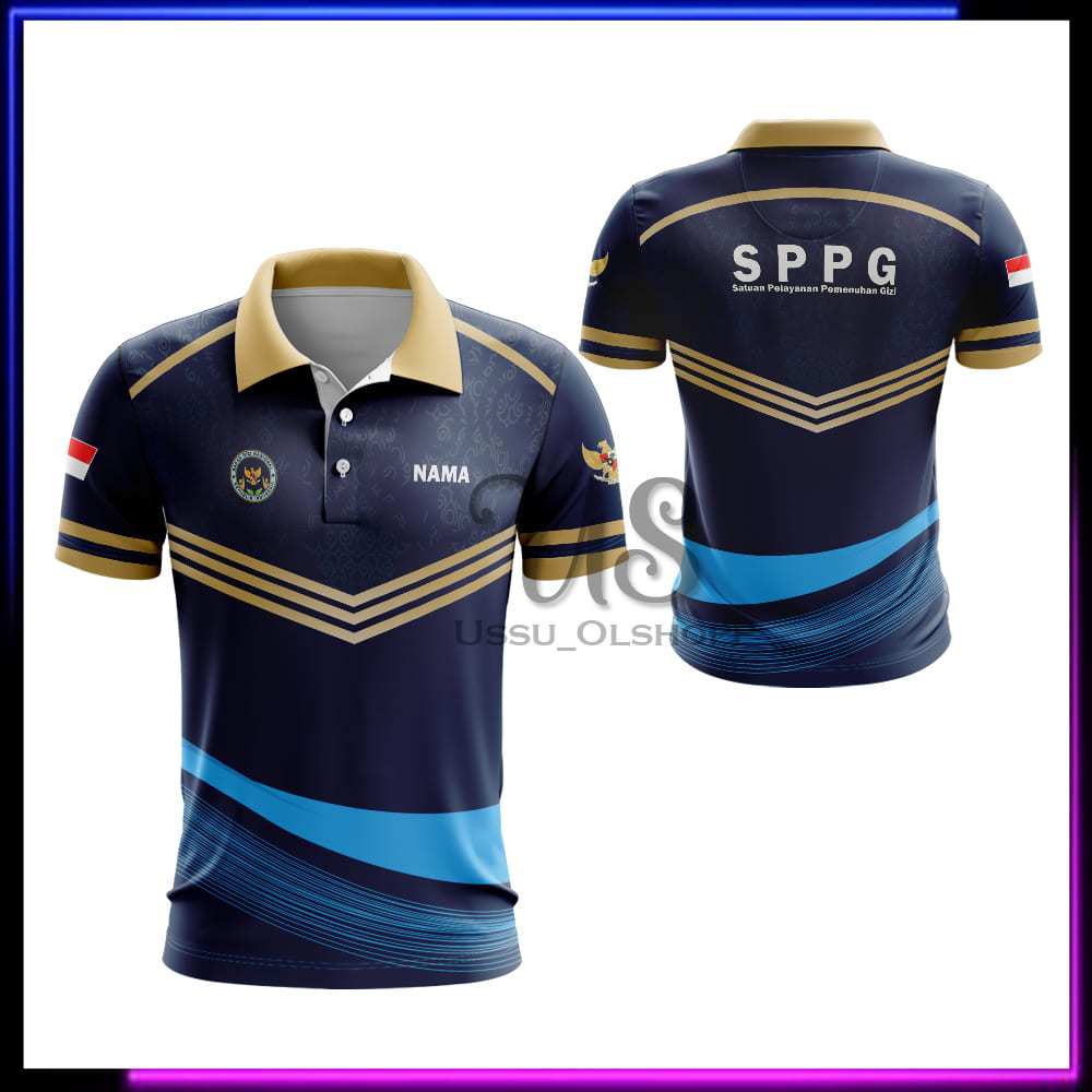 Kaos Jersey Kerah SPPG/BGN Full Printing Free Custom - Baju Berkerah SPPG