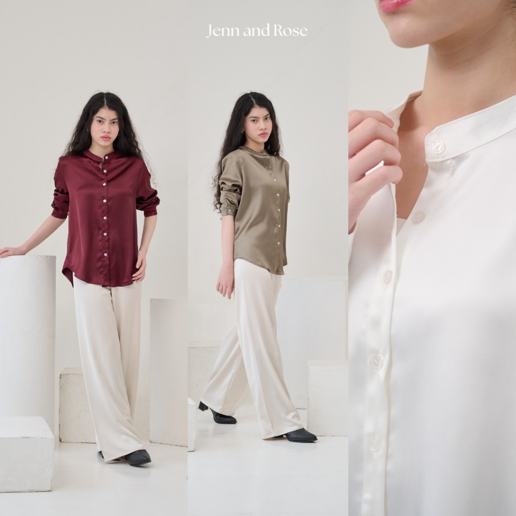 Emily Satin Shirt | Kemeja satin premium
