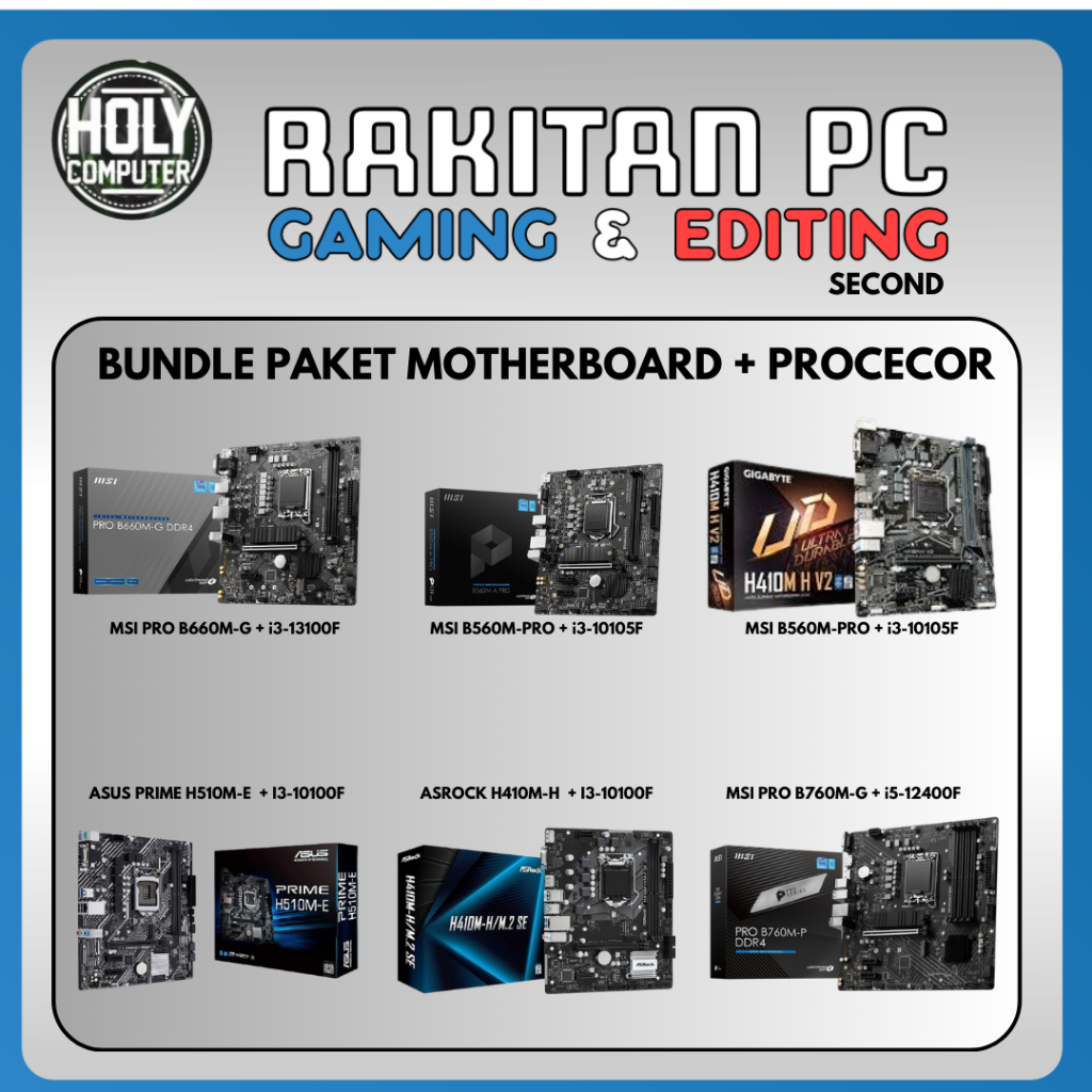 Motherboard MSI Asrock Gigabte ASUS H410 / H510 / B560M / B660M / B760M-P Procecor i3-10100F / i5-12