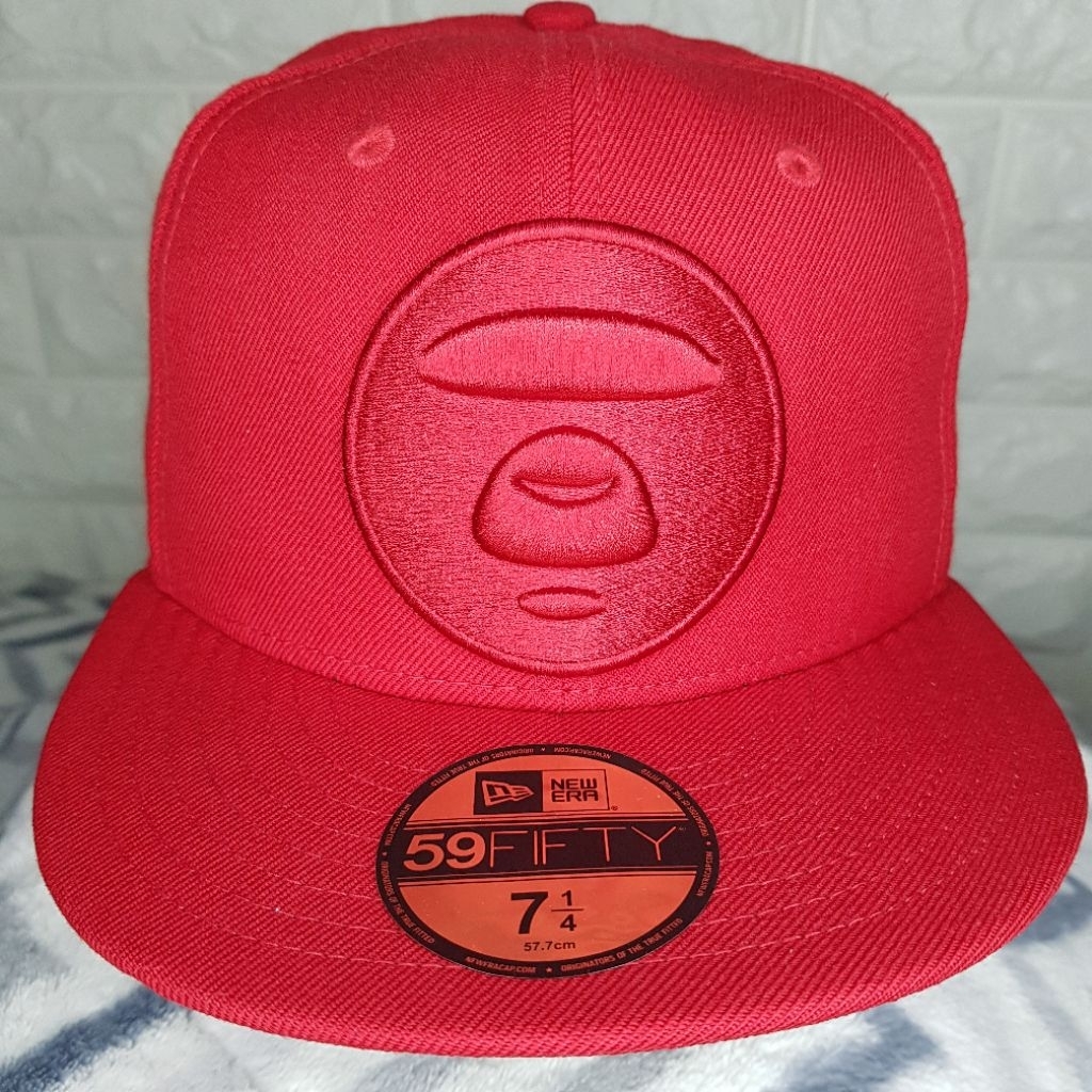 AAPE Tonal Red Big Logo x New Era 59FIFTY 7 1/4 RARE