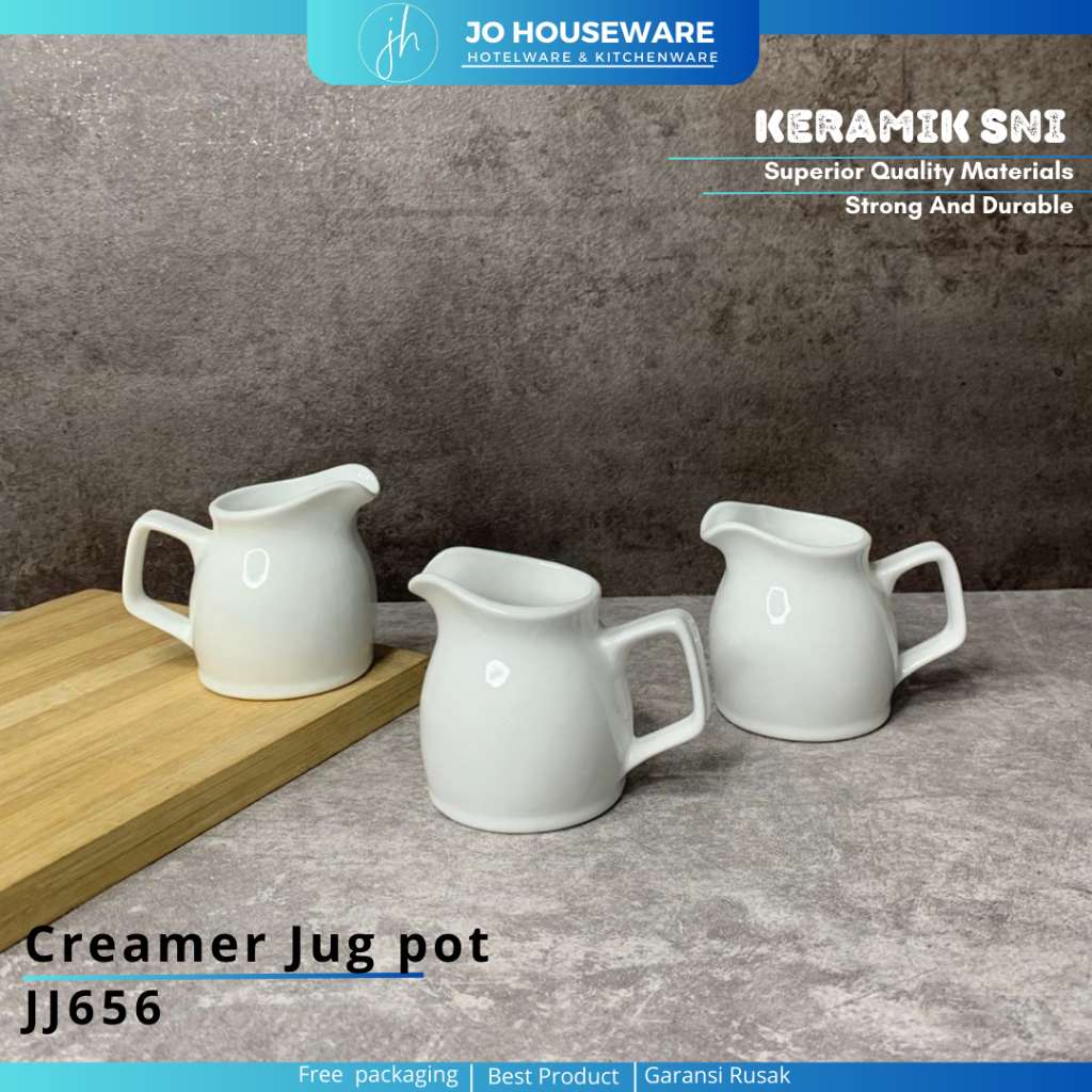 SET 3 PCS Creamer Pot Milk Jug Keramik Premium Putih Polos Kapasitas 180ml / Teko Mini Keramik JJ656
