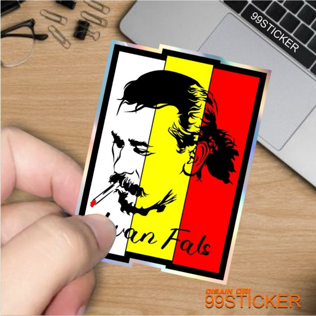 sticker Iwan fals, Iwan fals, oi, stiker bertestur timbul putih dan hologram,  hp, motor
