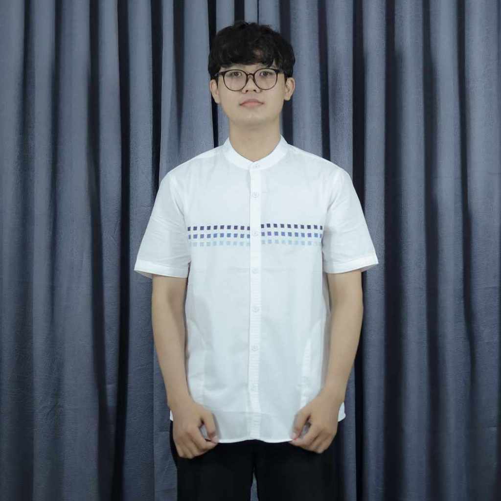 Kemeja Pria Koko Lengan Pendek Slim Fit Cardinal CAHAI03048P 08A Putih Katun Amigo
