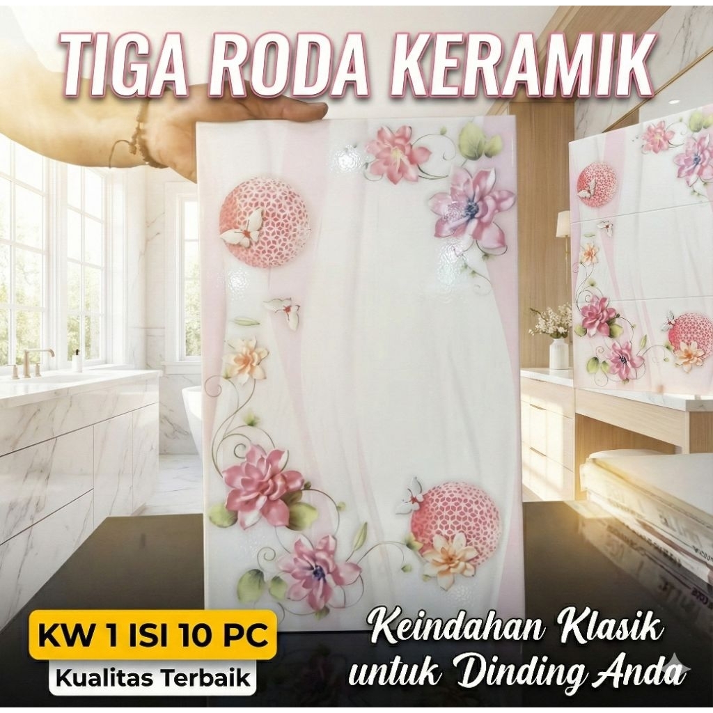 keramik dinding 25x40/keramik pink/keramik motif pink/keramik dinding dapur/keramik dinding kamar ma