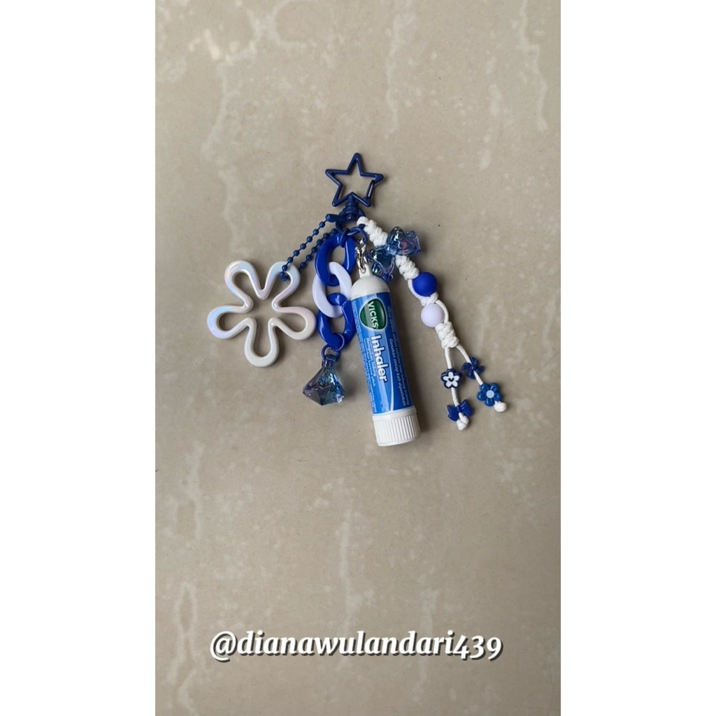 CUSTOM BAG CHARM GANTUNGAN INHALER WHITE NAVY YOLLA