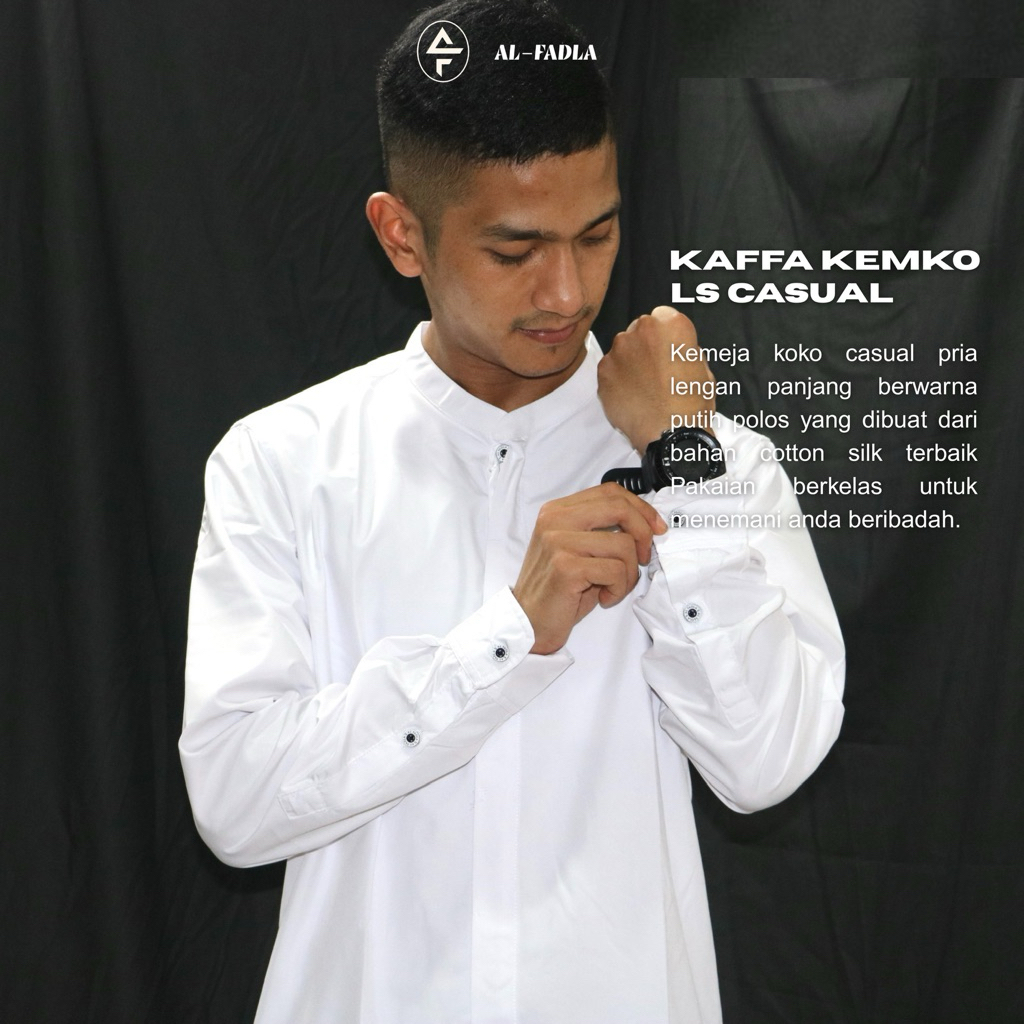 AL FADLA - Kemeja Koko Casual Pria Lengan Panjang Kaffa