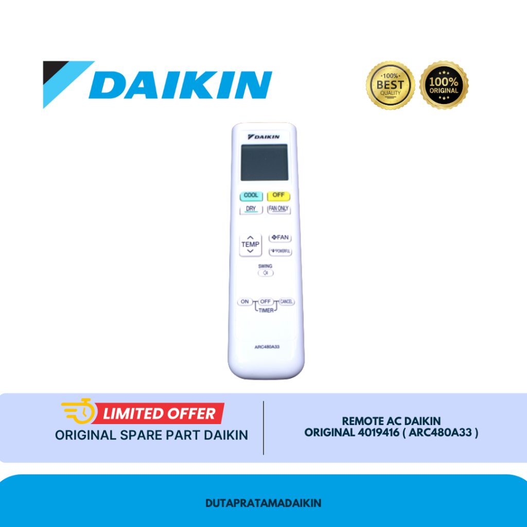 REMOTE CONTROLLER ASSY AC DAIKIN THAILAND FTC15NV14 FTC20NV14 FTC25NV14 FTC35NV14 FTC50XV14 ORIGINAL