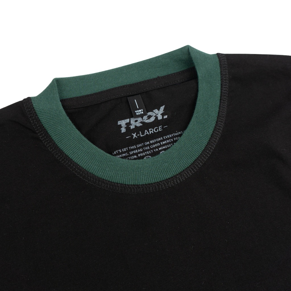 Troy Company Double Sleeve Longsleeve Tshirt Black Green Liquy Skul - Kaos Hitam Hijau Lengan Panjang DSD 3505