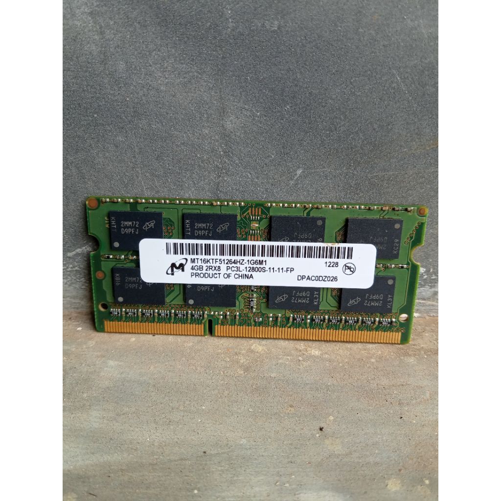 ram laptop sodim 4 gb ddr3l micron