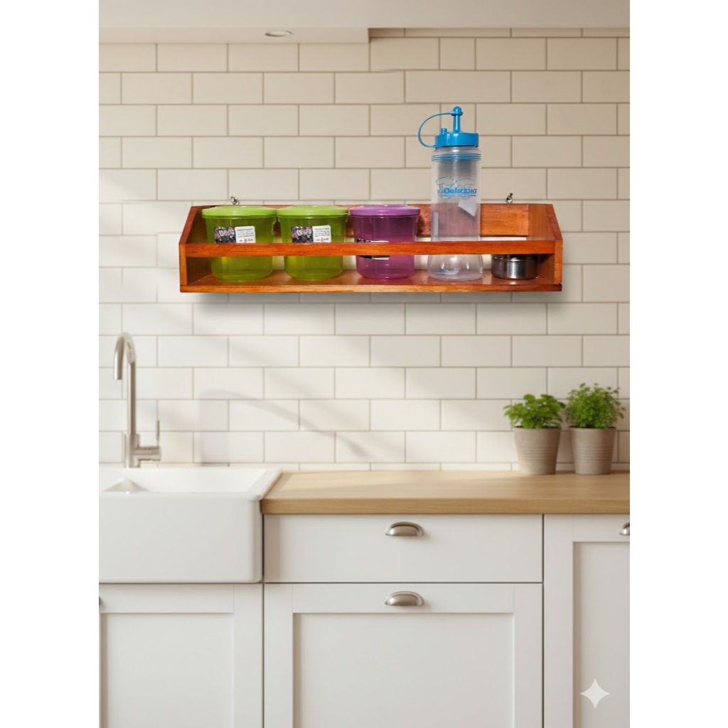 Rak Bumbu Kayu Tempel Dinding Minimalis - Rak Dapur Gantung Serbaguna Aesthetic Percantik Area Dapur