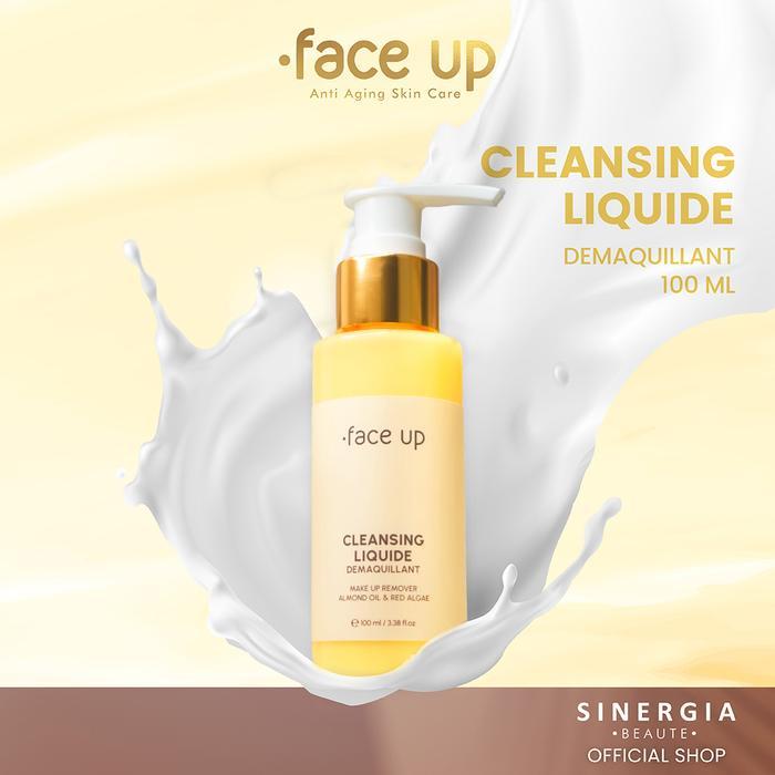 FACE UP Cleansing Liquide Demaquillant 100ml Pembersih Wajah Anti Aging Kaya dengan Almond Oil & Mer