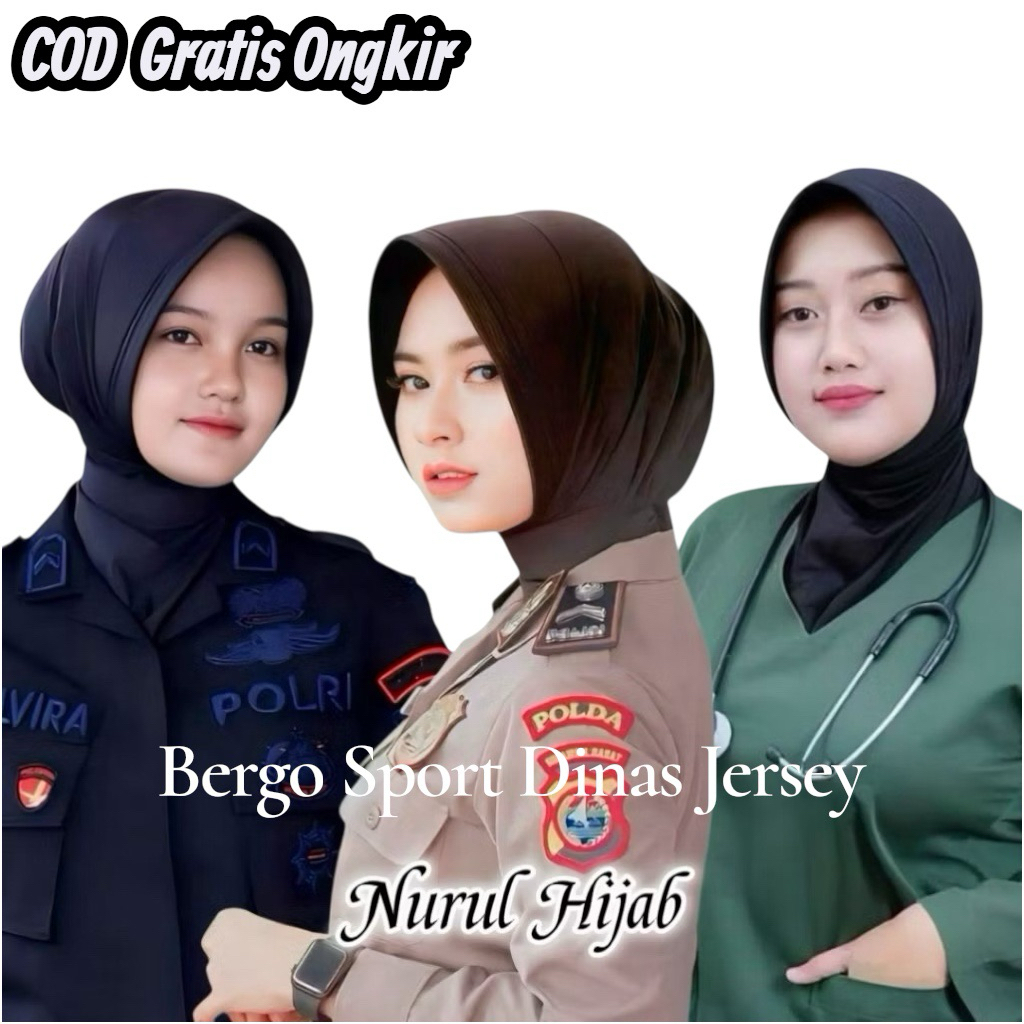 BILA JAYA - BERGO DINAS TALI IKAT POLWAN ANTI TEMBEM POLOS BAHAN JERSEY HALUS ADEM PREMIUM JILBAB IN