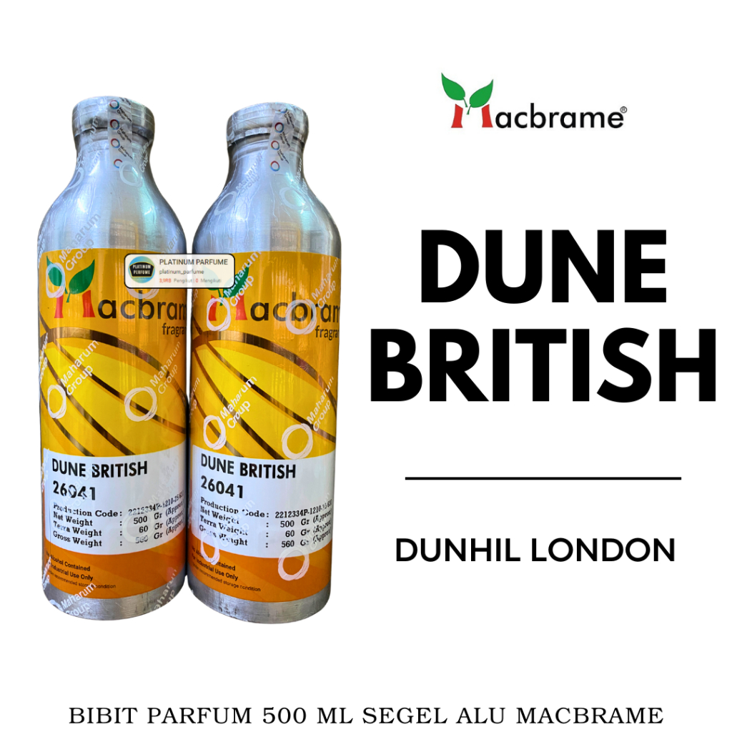 Bibit Parfum DUNHIL LONDON ( Dune British ) 500 ML SEGEL Alumunium MACBRAME - PERFUME
