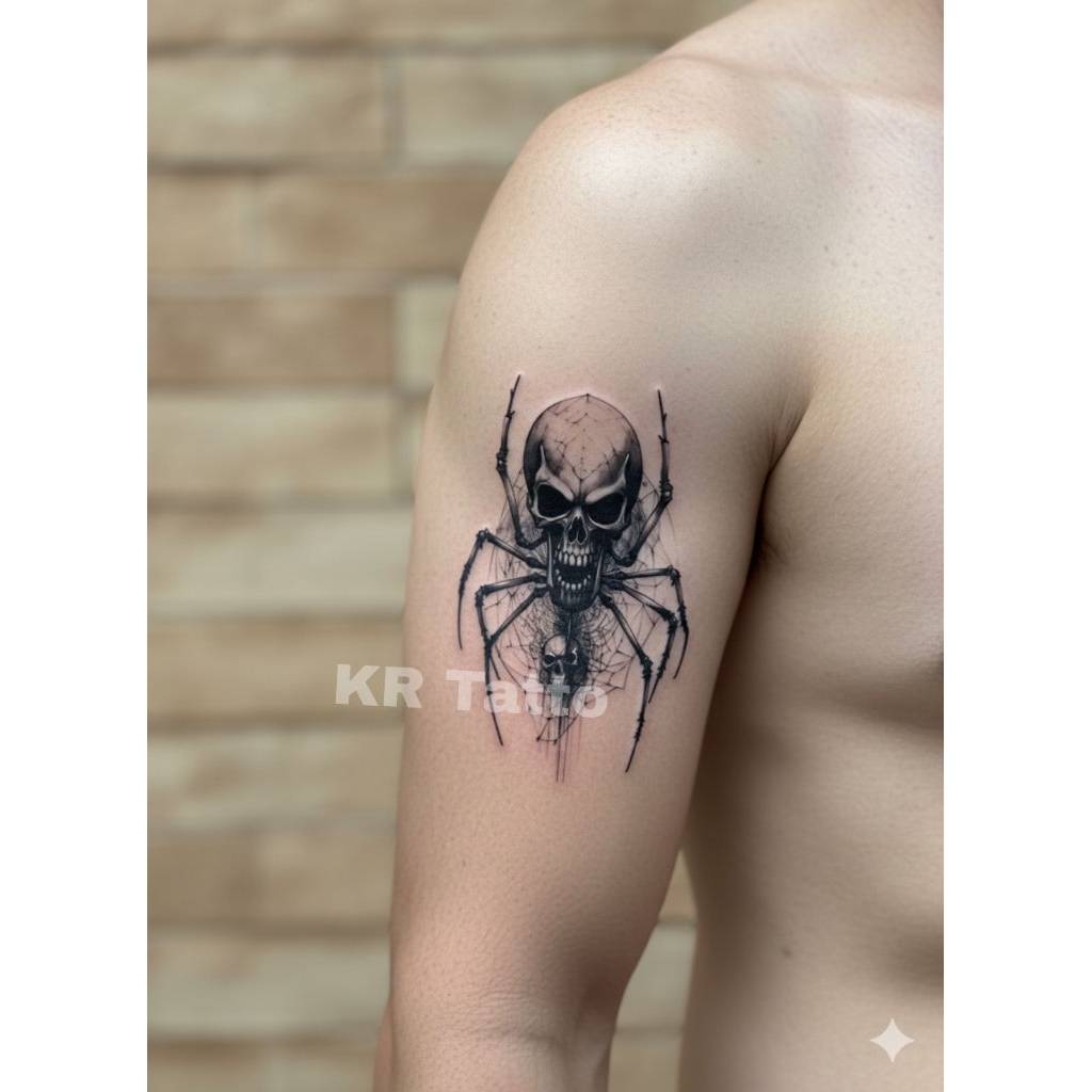 KR Tatto Temporary TENGKORAK X SPIDER Size 12×20 VariasiTBS_8610 | Tatto Temporary Tahan Air Anti Ai