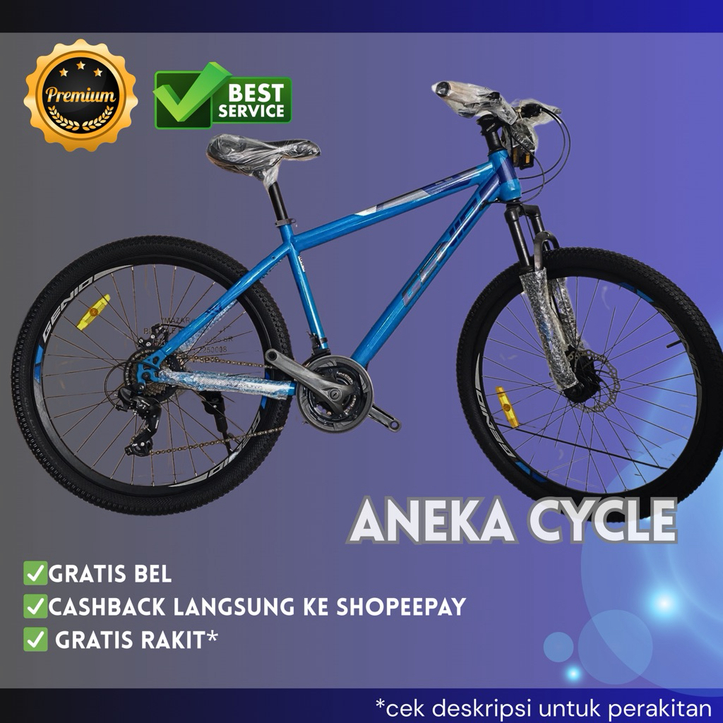Sepeda Gunung MTB Genio M341 26 Inch Rem Cakram Speed 3 x 8 Frame Besi