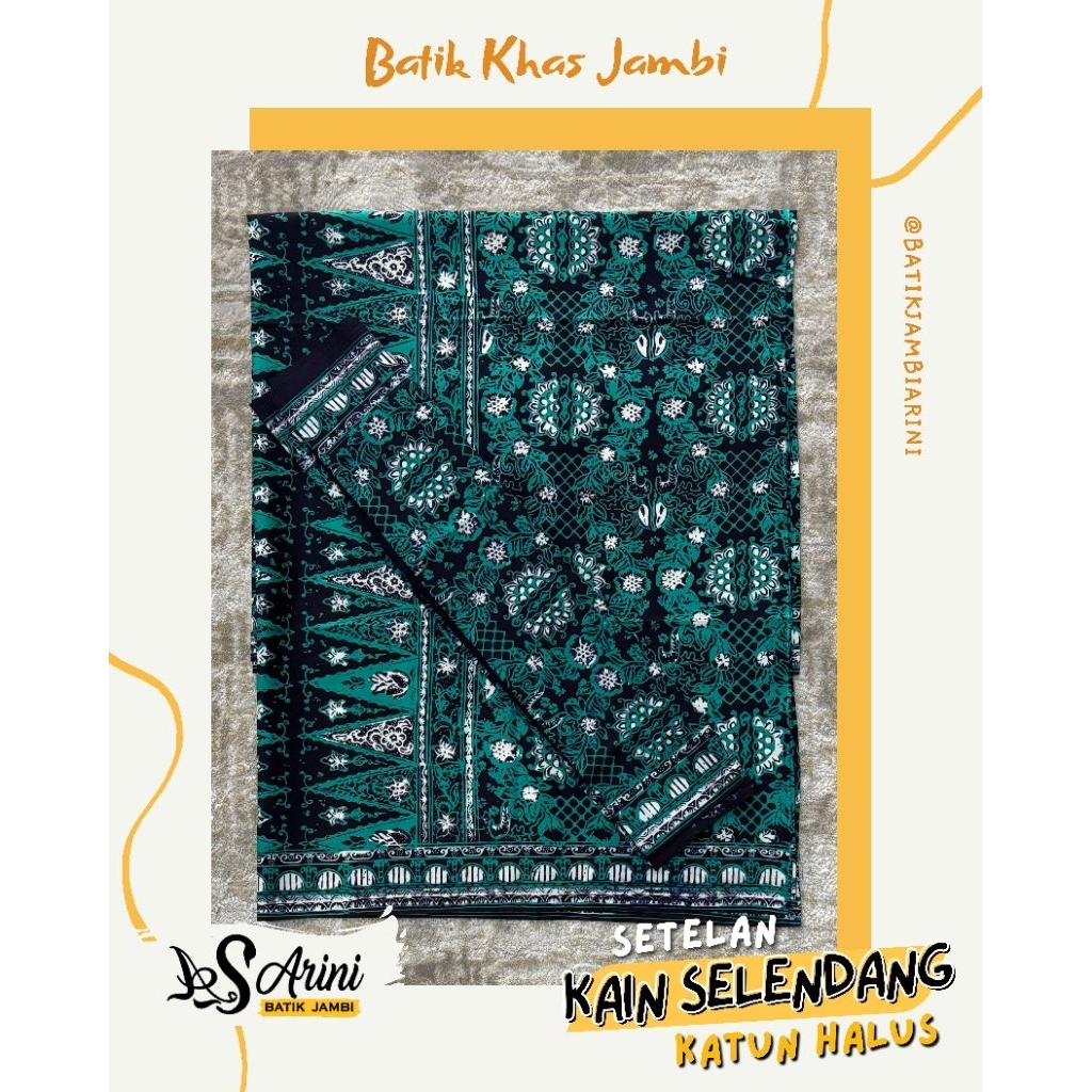 [ARINIbatik] BATIK JAMBI - Set Kain sarung Selendang / Bawahan Katun Halus Motif Duren Pecah Hitam T