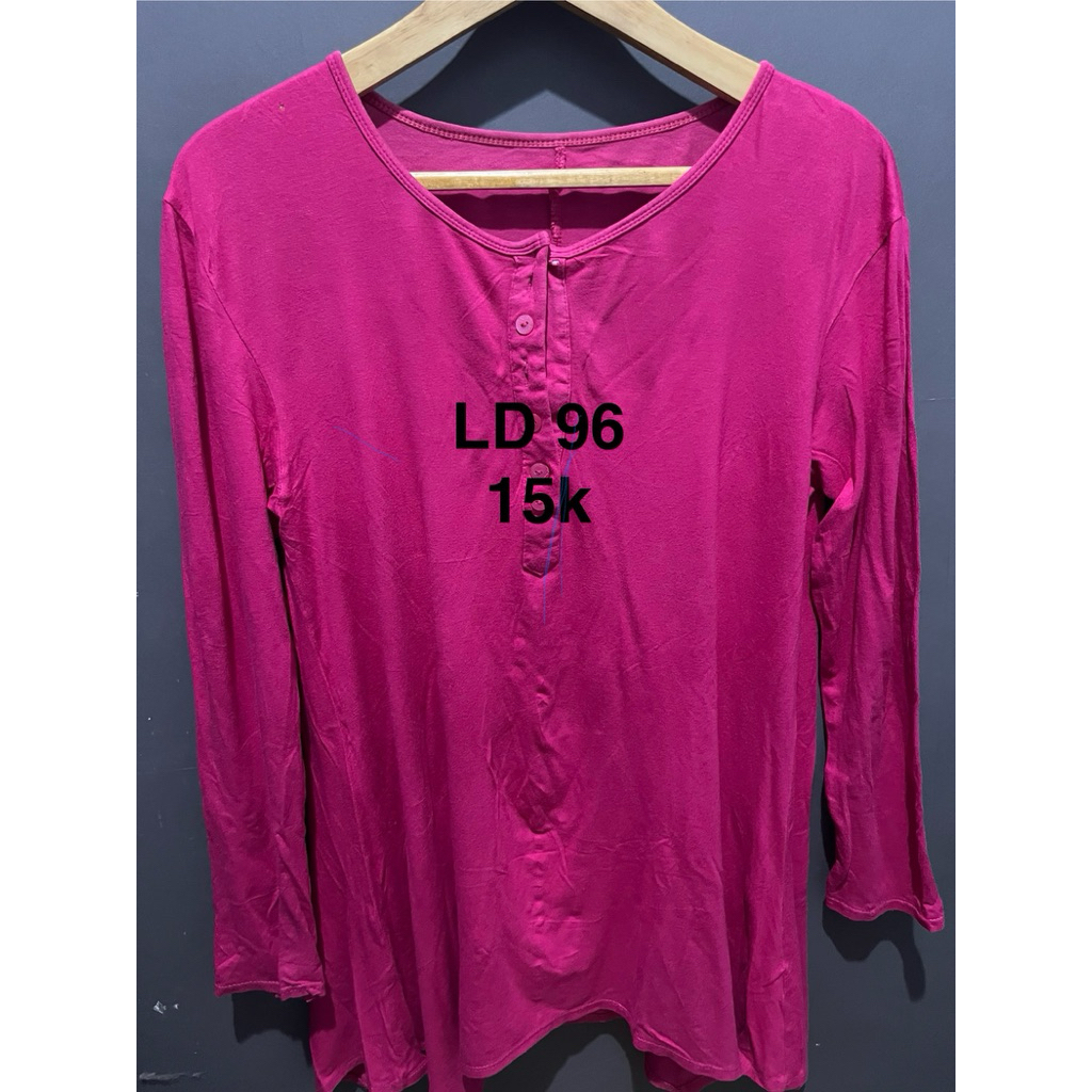 PRELOVED KAOS RAYON ATASAN WANITA PINK FUSCHIA MAGENTA