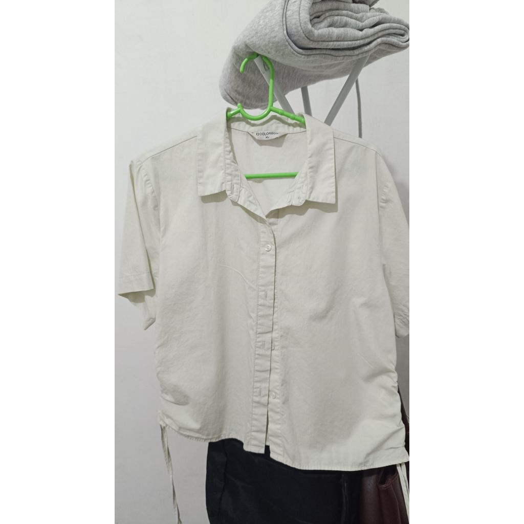 COLORBOX KEMEJA WANITA HIJAU SAGE CREAM