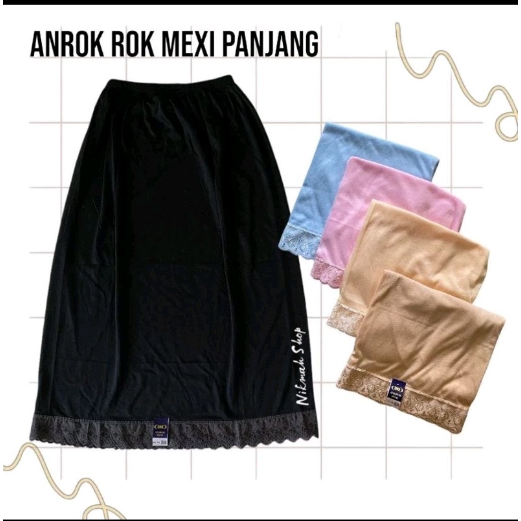 ANDROK ROK PANJANG MEXI WARNA PUTIH HITAM