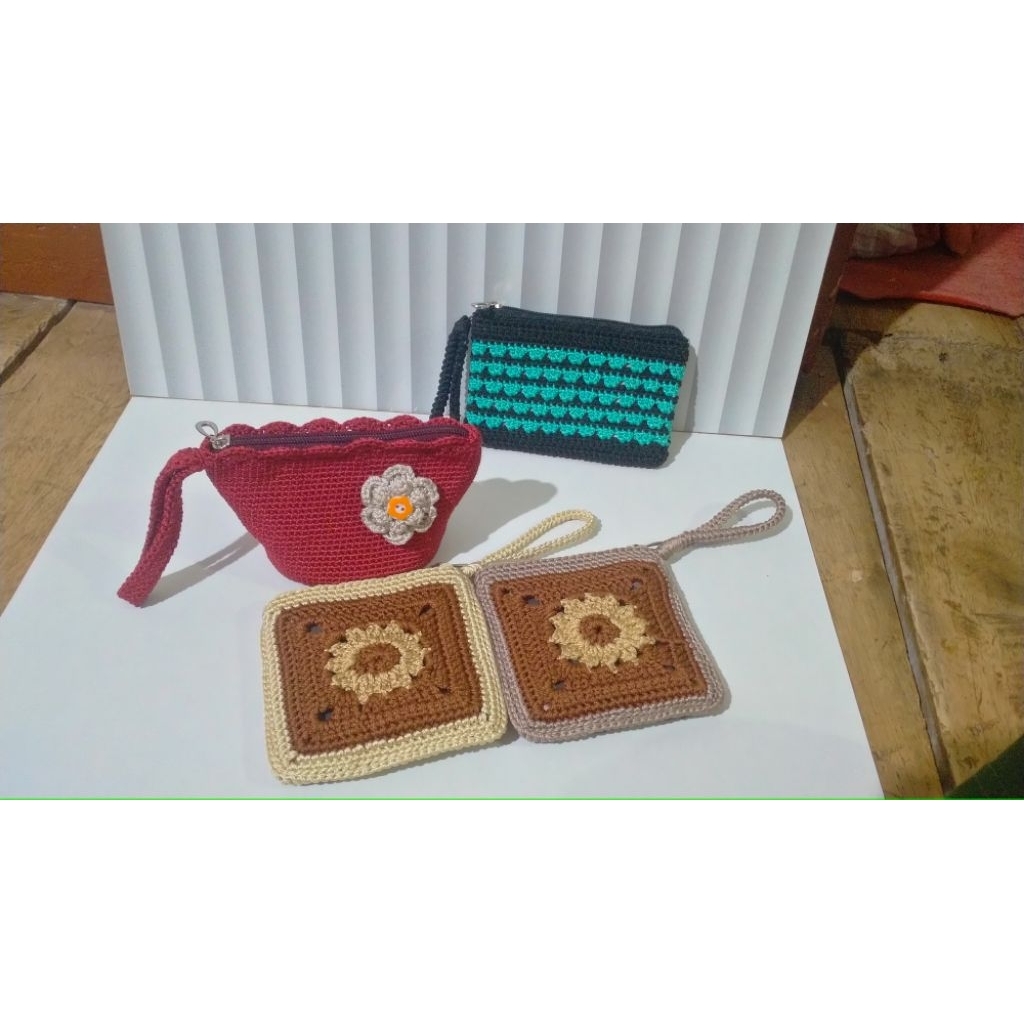 dompet koin rajut handmade