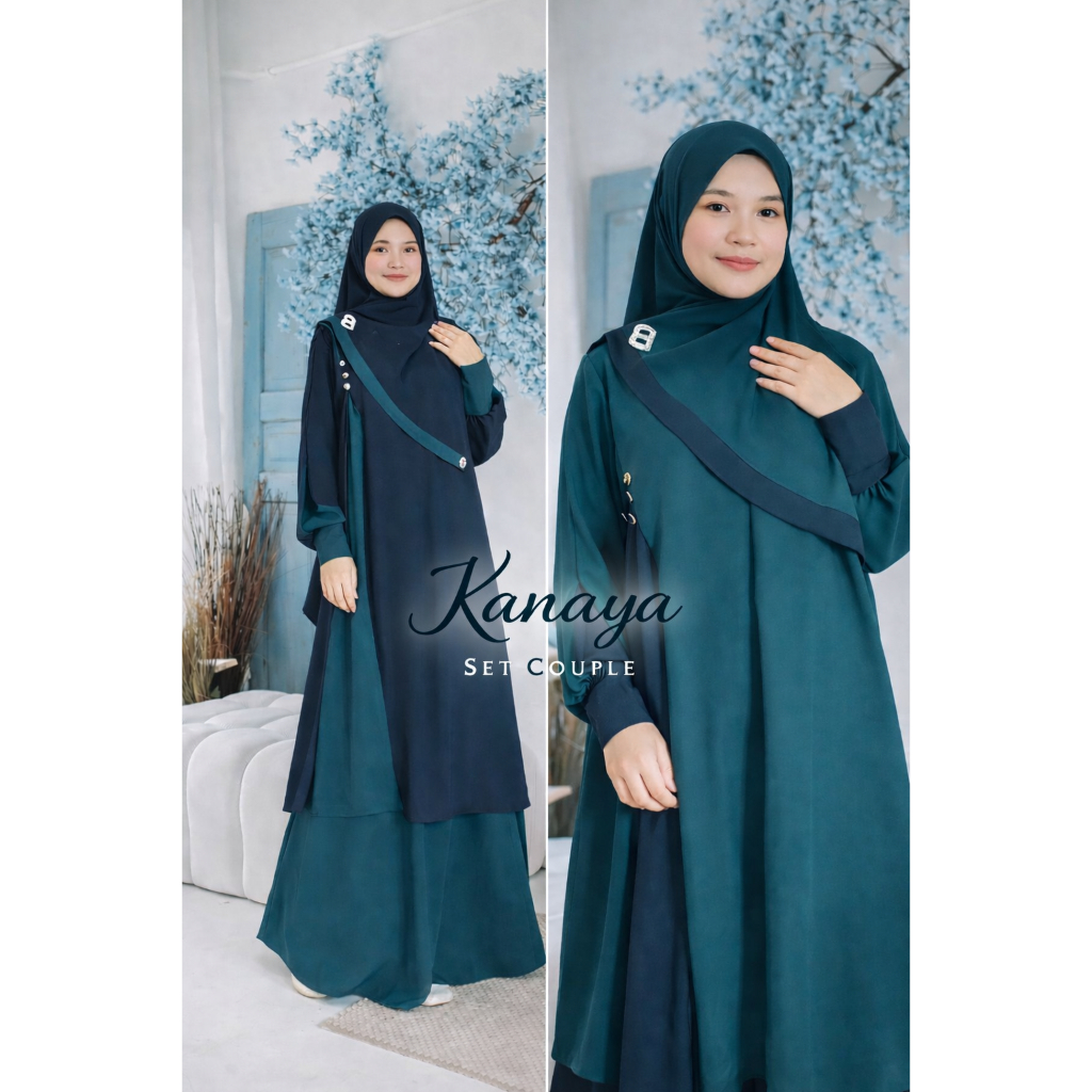 [EXCLUSIVE] KANAYA Set Rok Anti UV Setelan Rok Tunik Syar'i Outfit Set hijab Pashmina Busui Wudhu Fr