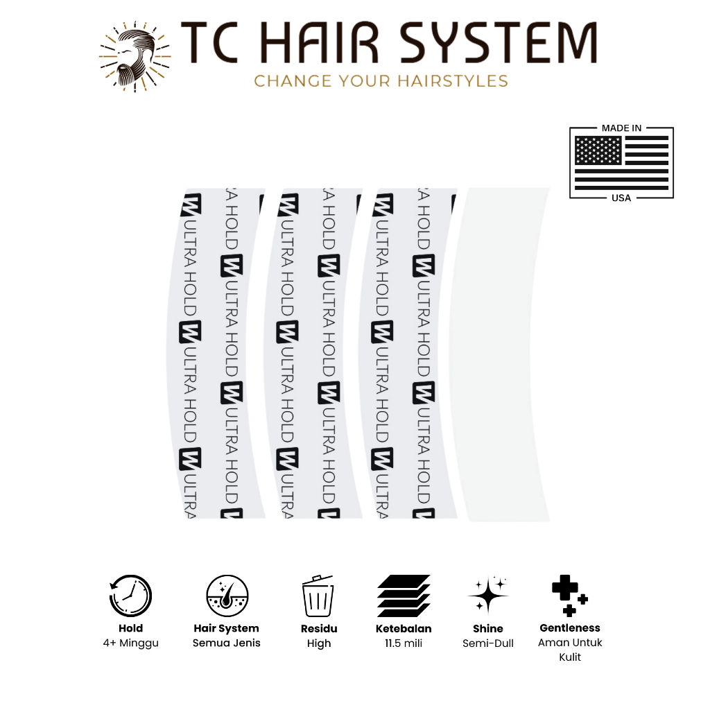 Lem Toupee Ultrahold Perekat Rambut Palsu Asli 36 Pcs