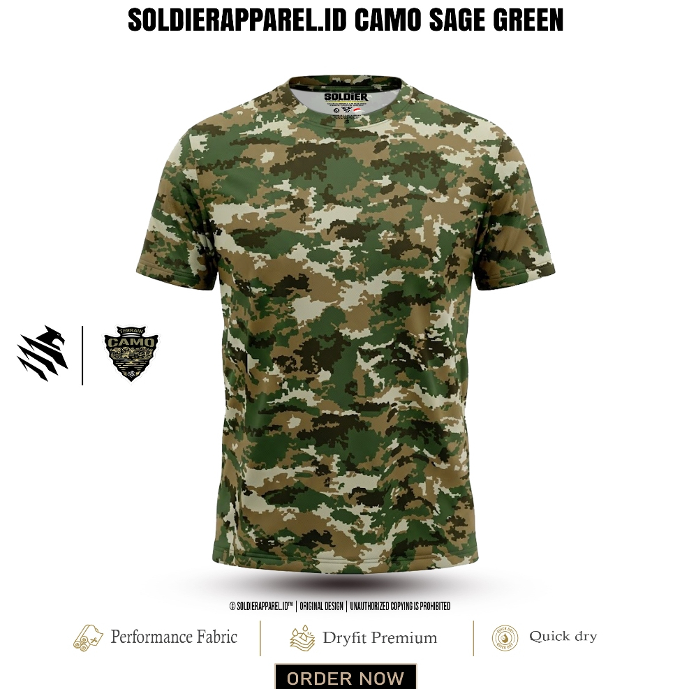 Kaos Loreng Drayfit | Tni Terbaru Sage Green | camoo Sries Tactical Outdoor Dryfit Anti Gerah